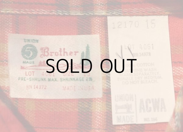 画像2: NEW OLD STOCK! 70'S "5 BROTHER"VINTAGE FLANNEL SHIRTS/ SIZE:15 (2)